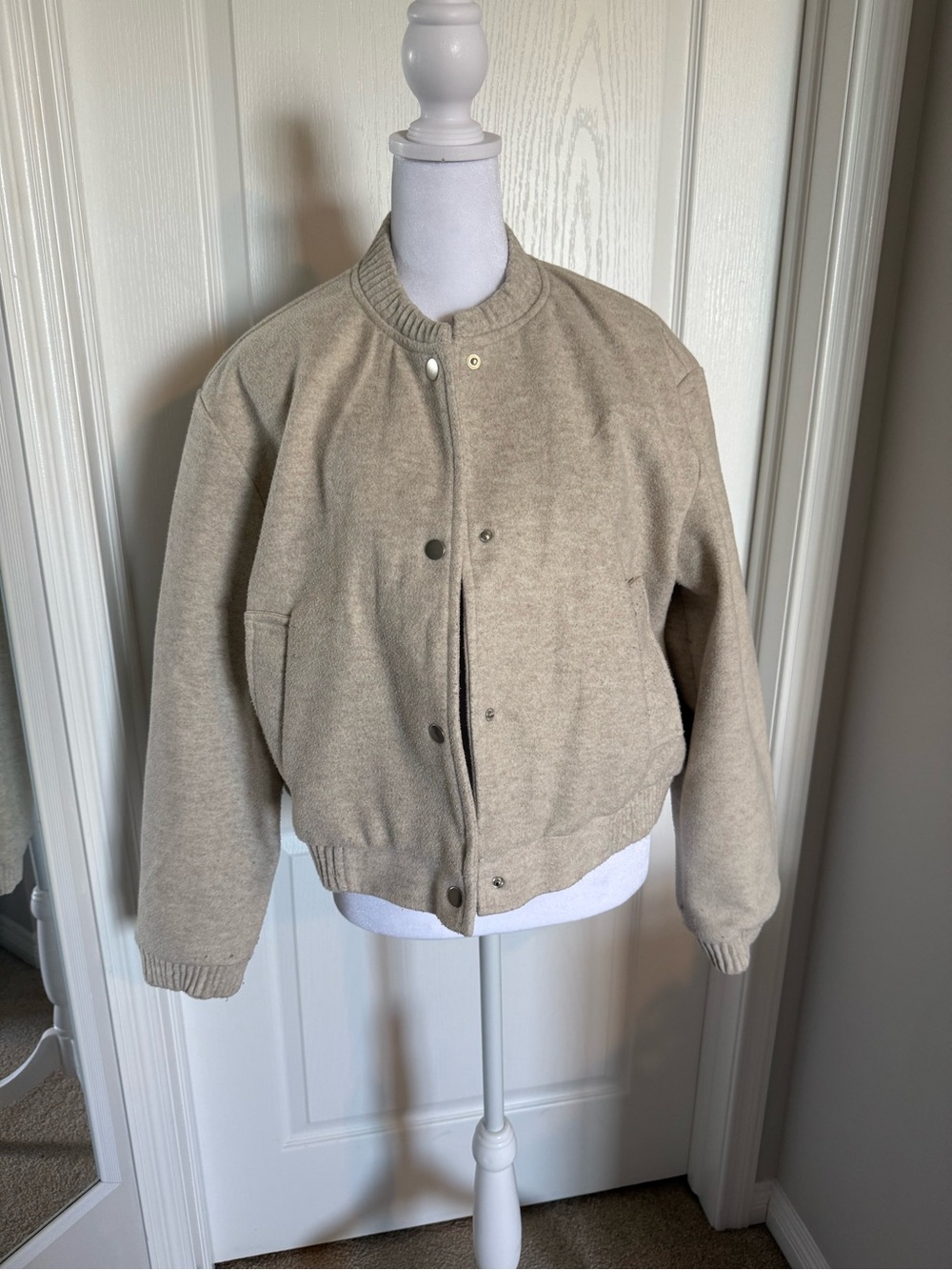 Suzy Shier Beige Bomber Jacket